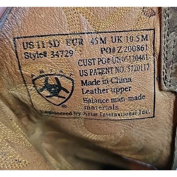 Ariat Western Boots Mens 11.5 Heritage R Toe Distressed Brown Style#34729 Cowboy - Picture 12 of 12